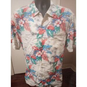 Tommy Bahama Multicolor Mens Floral Hawaiian Camp Shirt Sz Large L 100% Rayon
